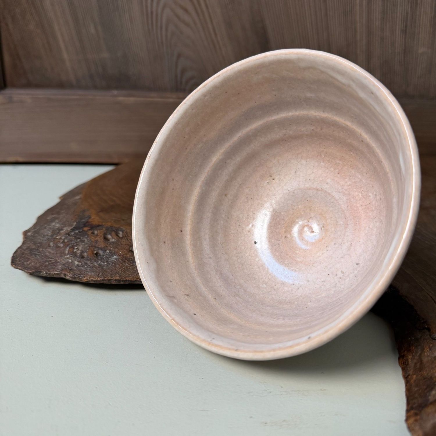 Japanese Matcha Chawan in Ido Form, Wood-Ash Glaze, 1970s
