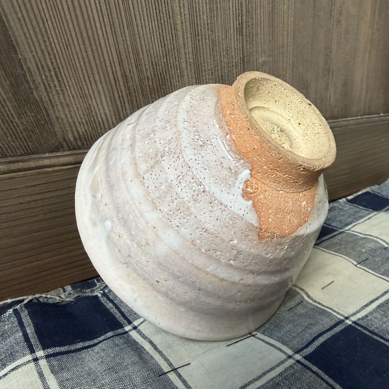 Japanese Matcha Chawan in Ido Form, Wood-Ash Glaze, 1970s