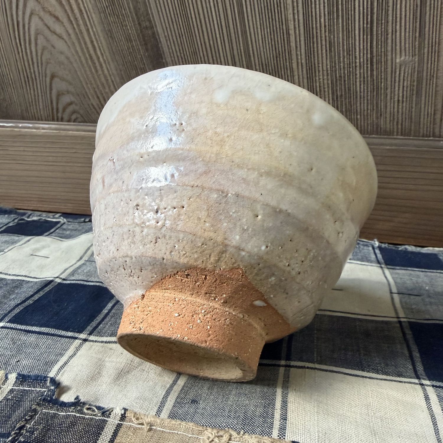 Japanese Matcha Chawan in Ido Form, Wood-Ash Glaze, 1970s