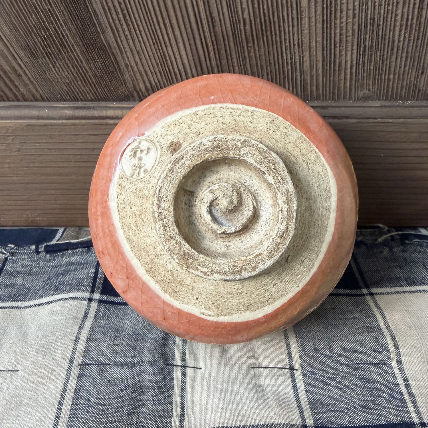 Japanese Aka-Raku Matcha Chawan with Flying Fish, 1970s