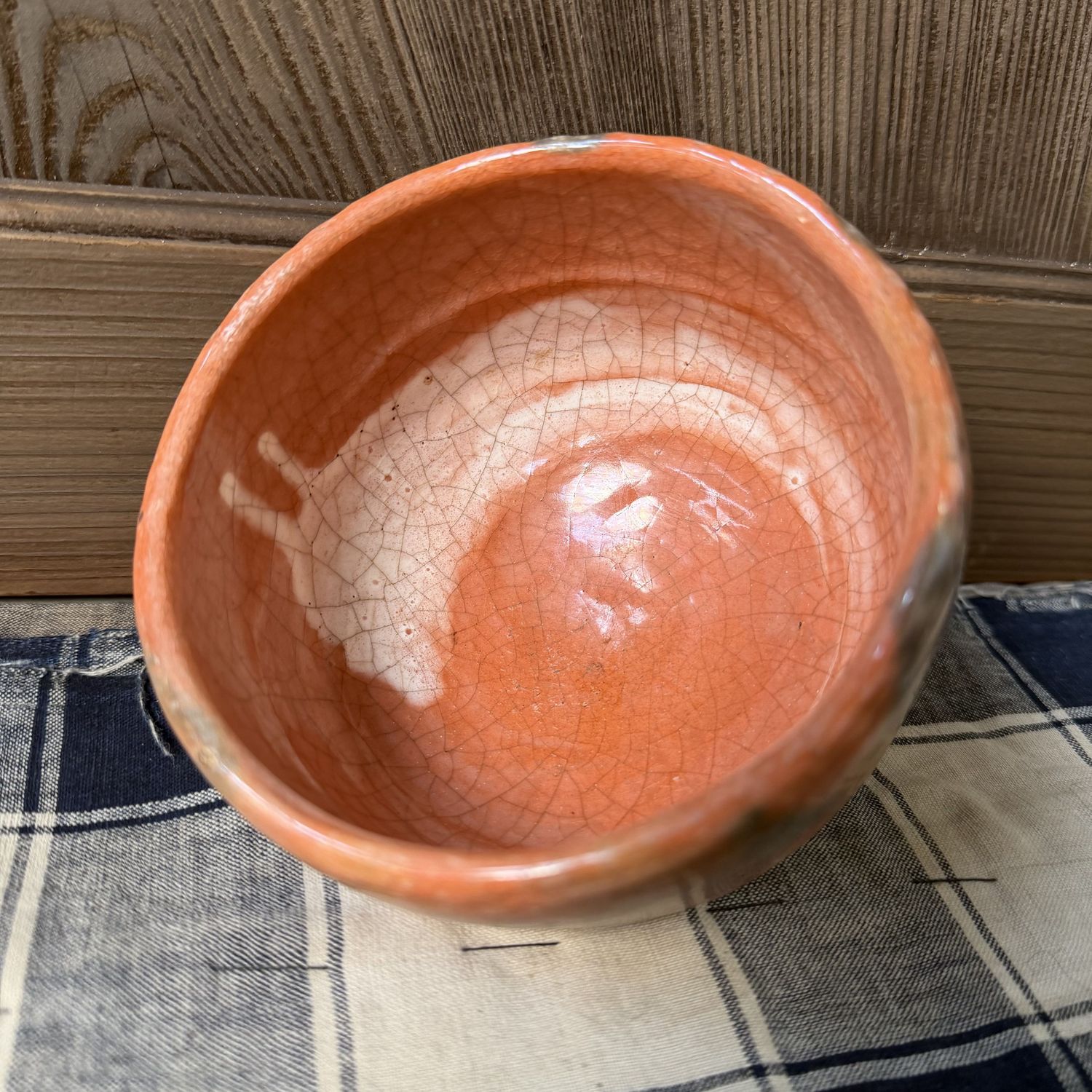 Japanese Aka-Raku Matcha Chawan with Flying Fish, 1970s