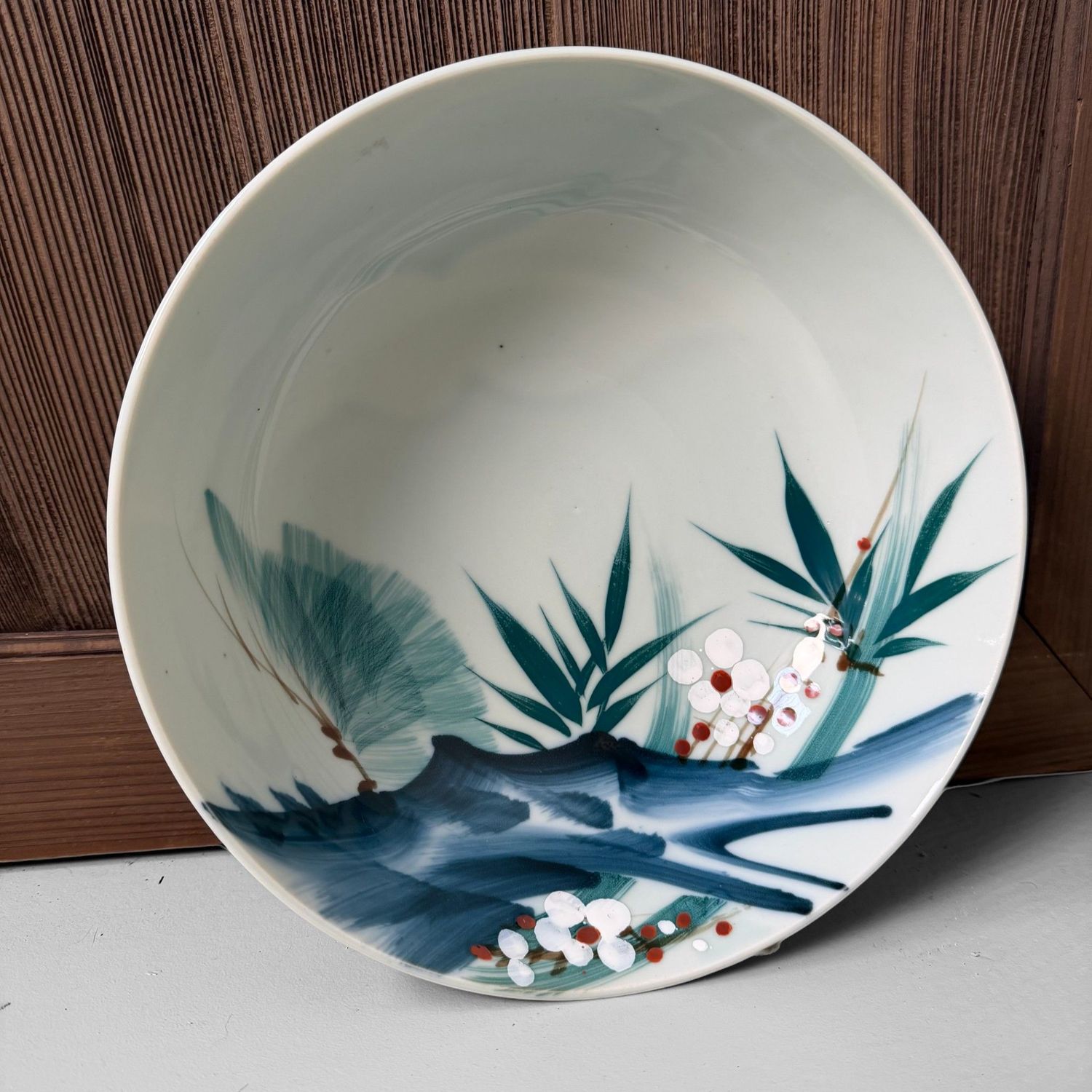 Japanse Vintage Porseleinen Kom met Sho Chiku Bai decor, 1950s