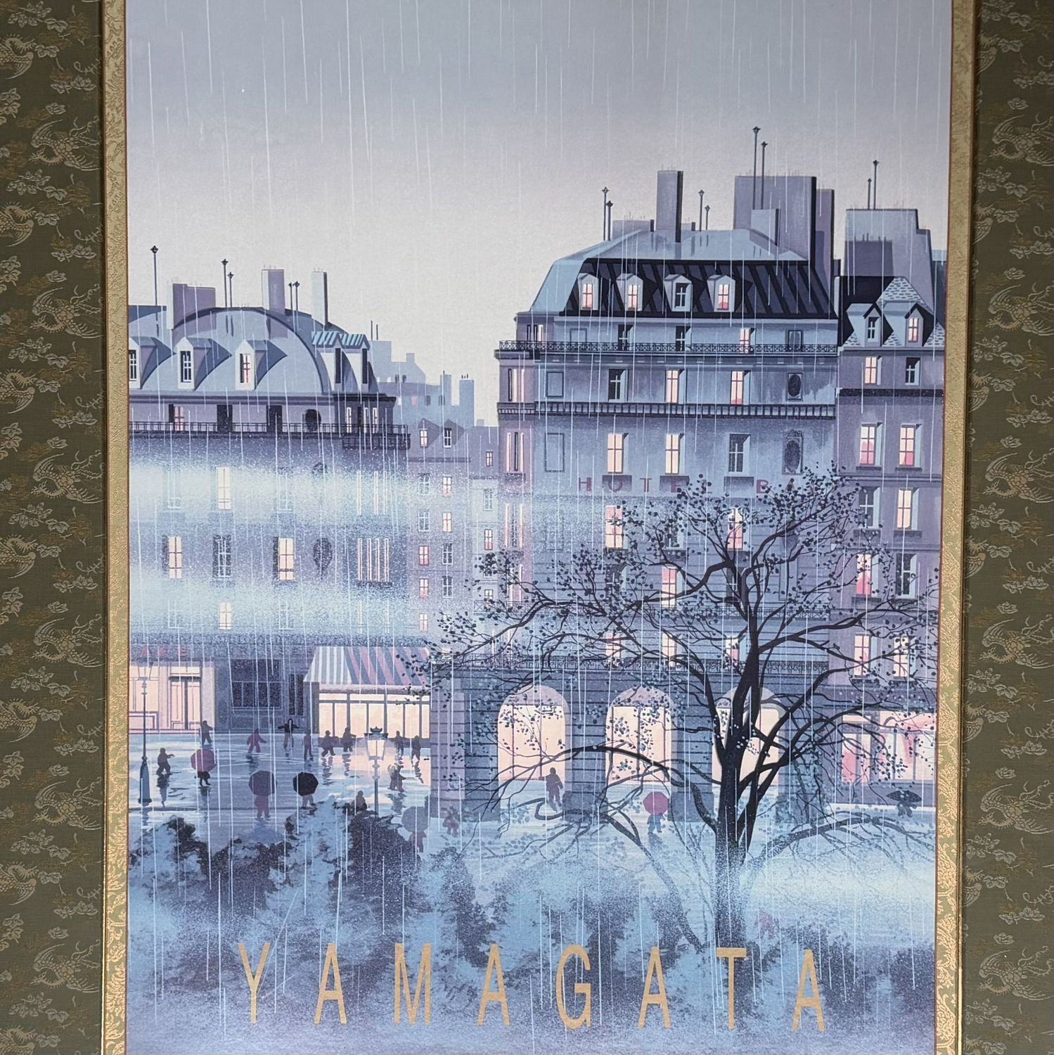 ​Hiro Yamagata – Rainy Paris, Luxe Ingelijste Print, 1980s