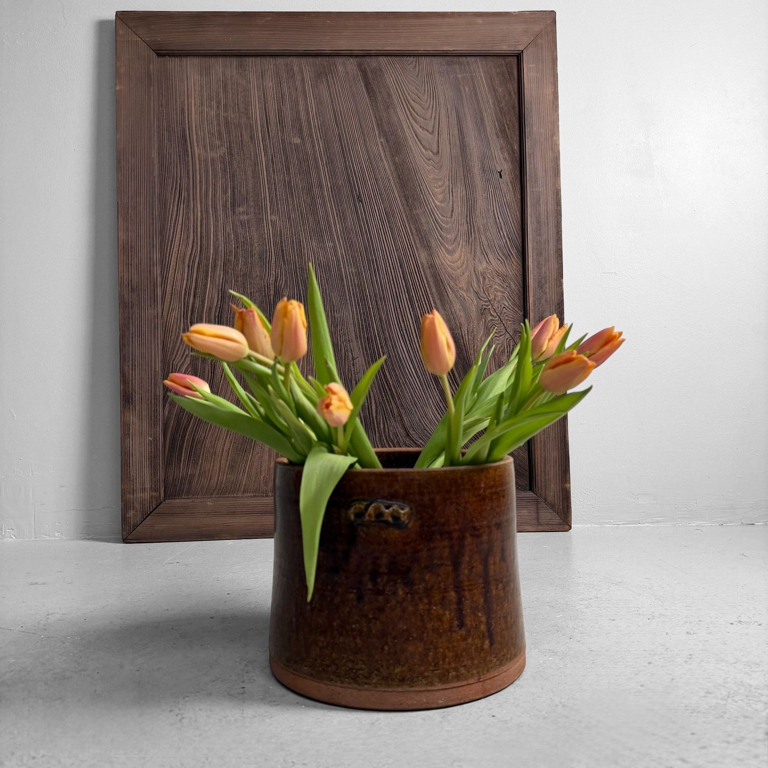 Japanese Wooden Door Panel, Minimalist Wall Decor, ca. 1890