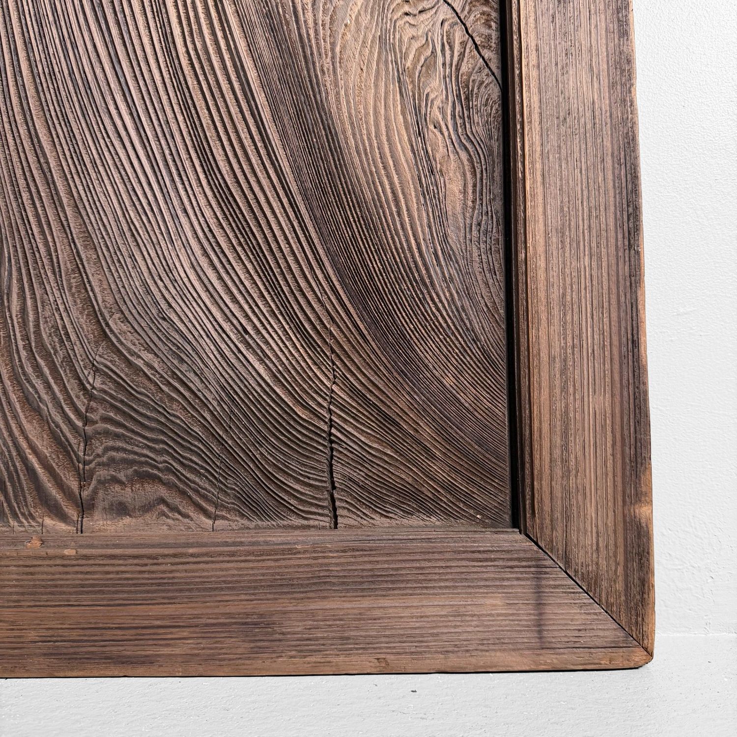 Japanese Wooden Door Panel, Minimalist Wall Decor, ca. 1890