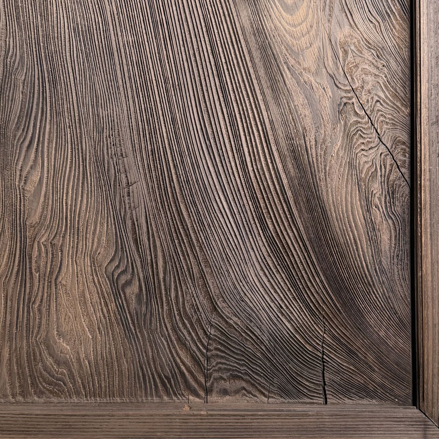 Japanese Wooden Door Panel, Minimalist Wall Decor, ca. 1890