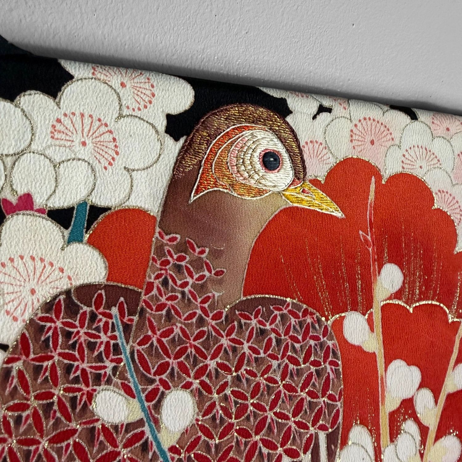 Kleurrijke Japanse Furisode Kimono met Borduurwerk, Zijde, 1950s