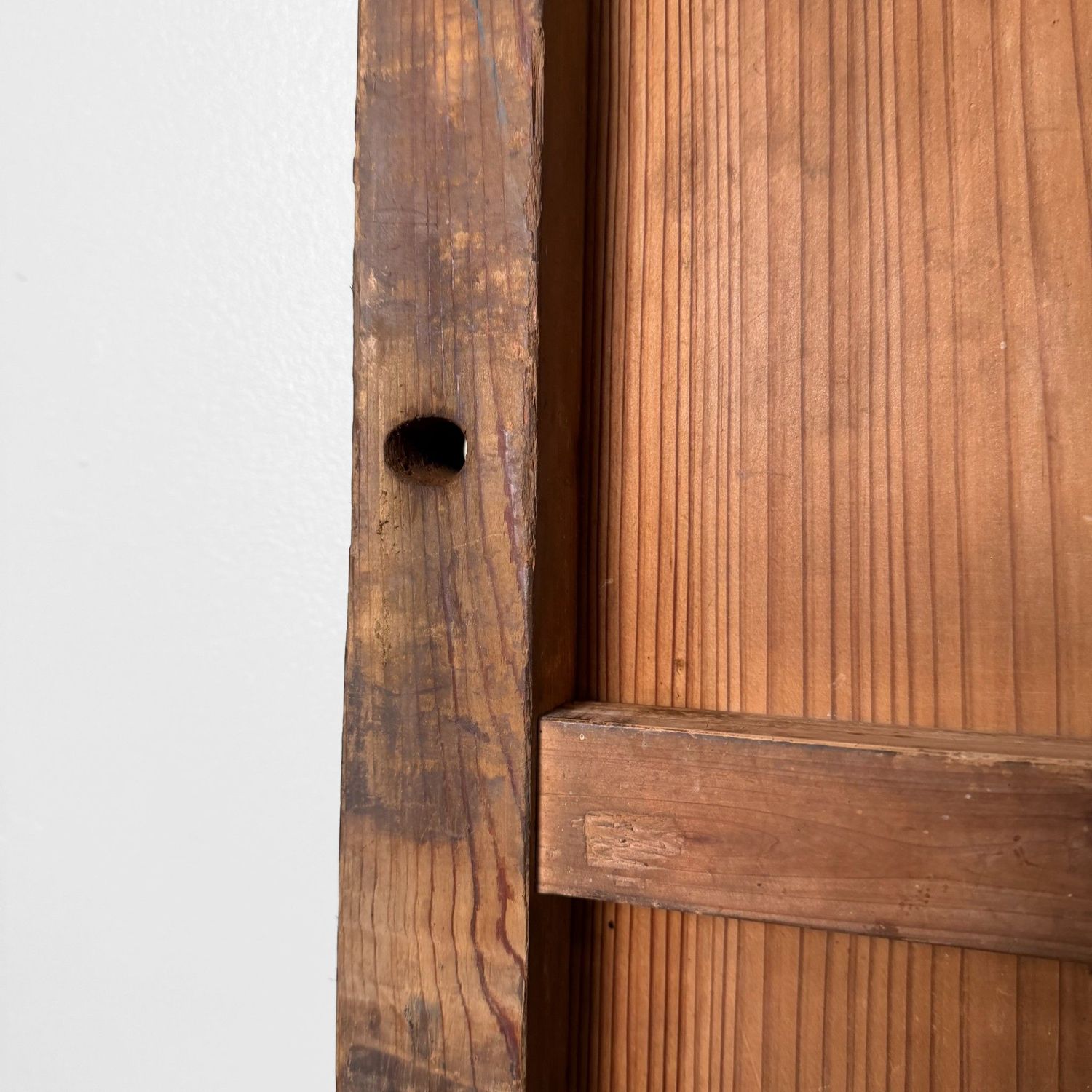 Antique Japanese Wooden Sliding Door, Authentic Wall Panel, 1920s