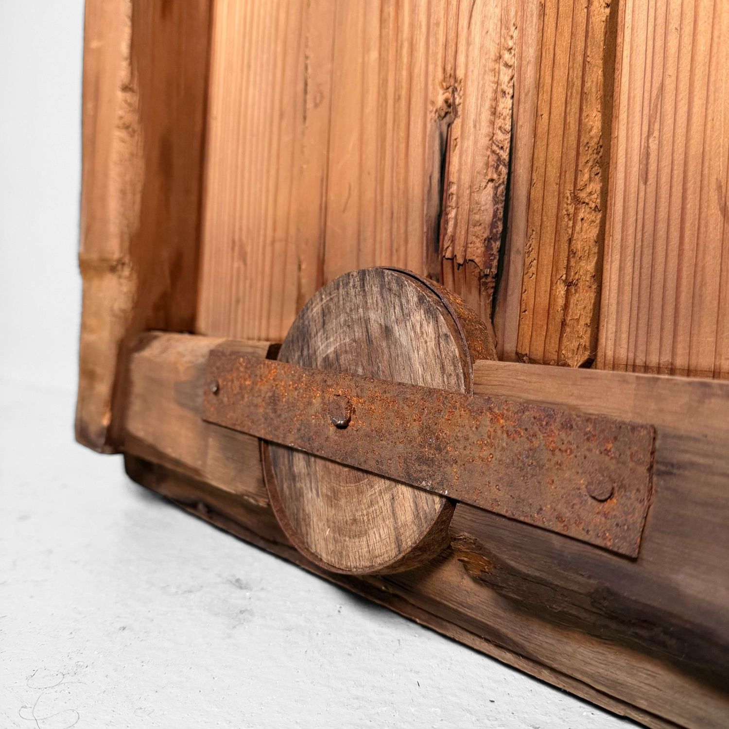 Antique Japanese Wooden Door, Authentic Wall Panel, 1890s