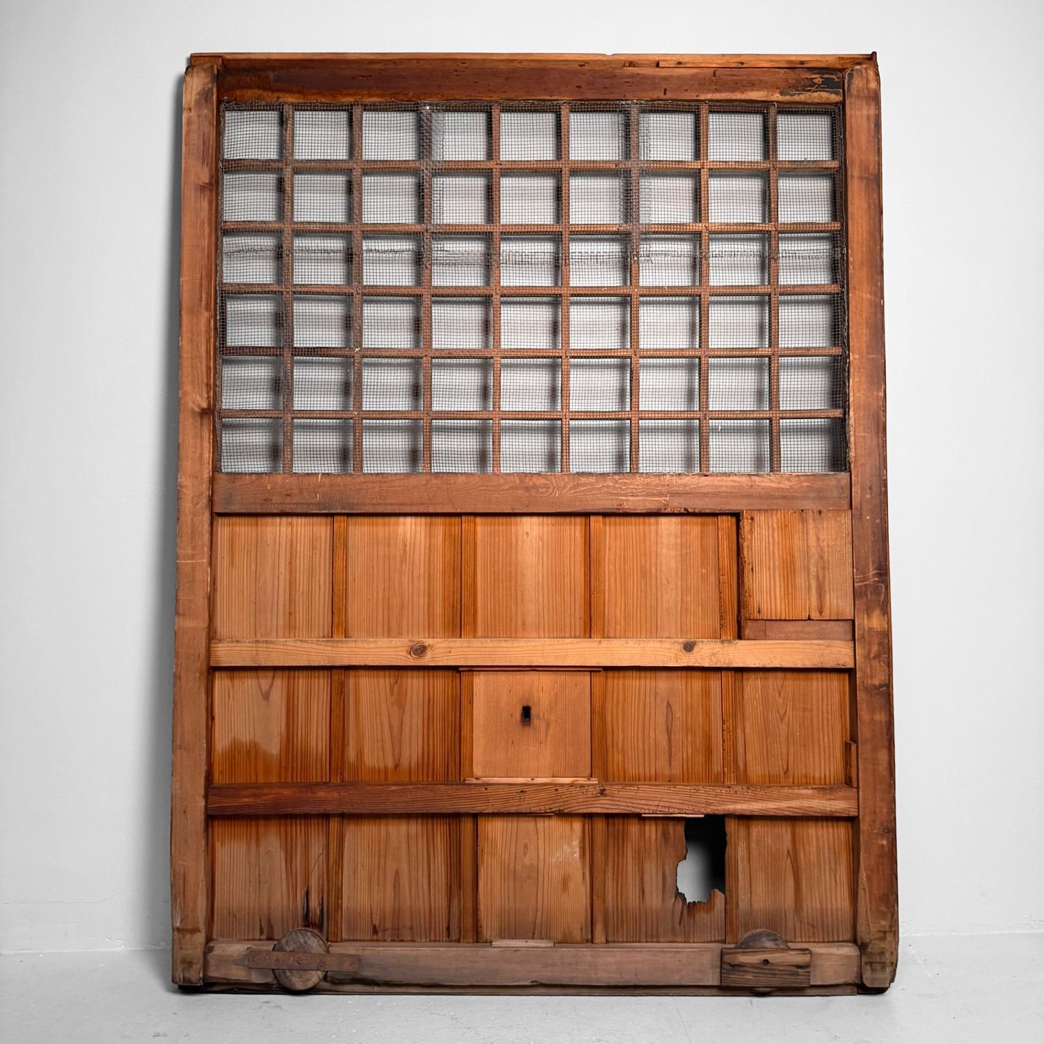 Antique Japanese Wooden Door, Authentic Wall Panel, 1890s