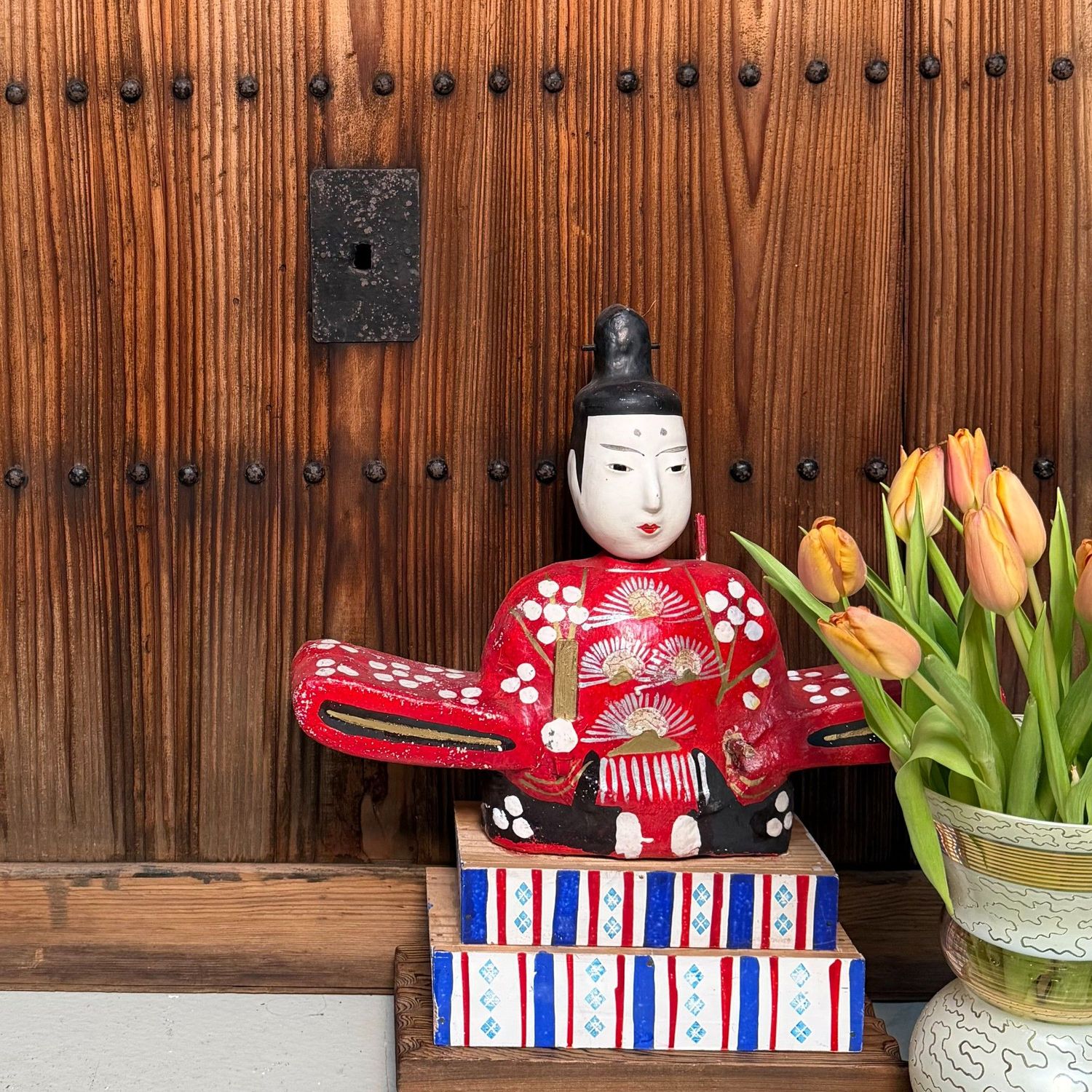 Antique Japanese Wooden Door, Authentic Wall Panel, 1890s