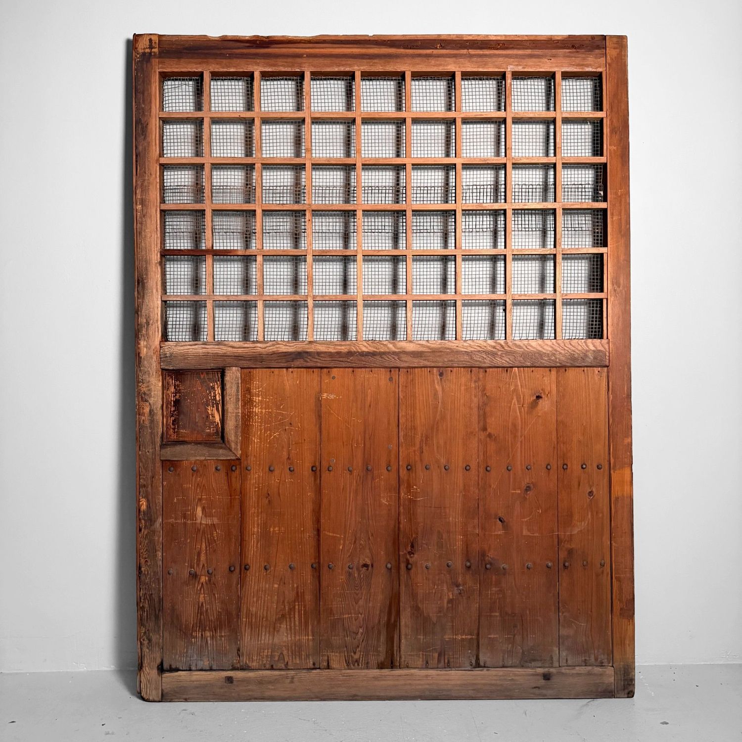 Antique Japanese Wooden Door, Authentic Wall Panel, 1890s