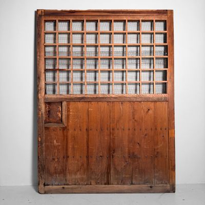 Antique Japanese Wooden Door, Authentic Wall Panel, 1890s