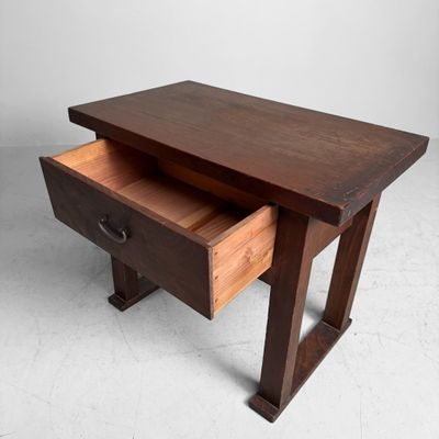 Minimalist Japanese Side Table with Drawer, 1920s