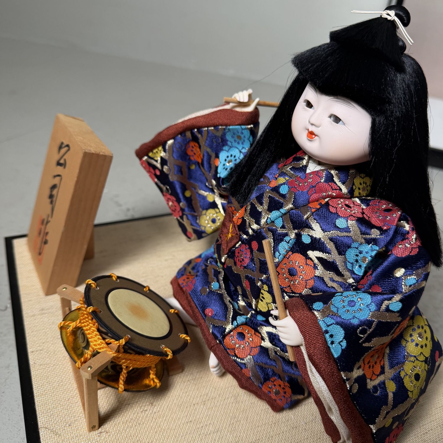 Japanese Ichimatsu Dolls, Gogatsu Ningyō, Glass Display Case, 1970s