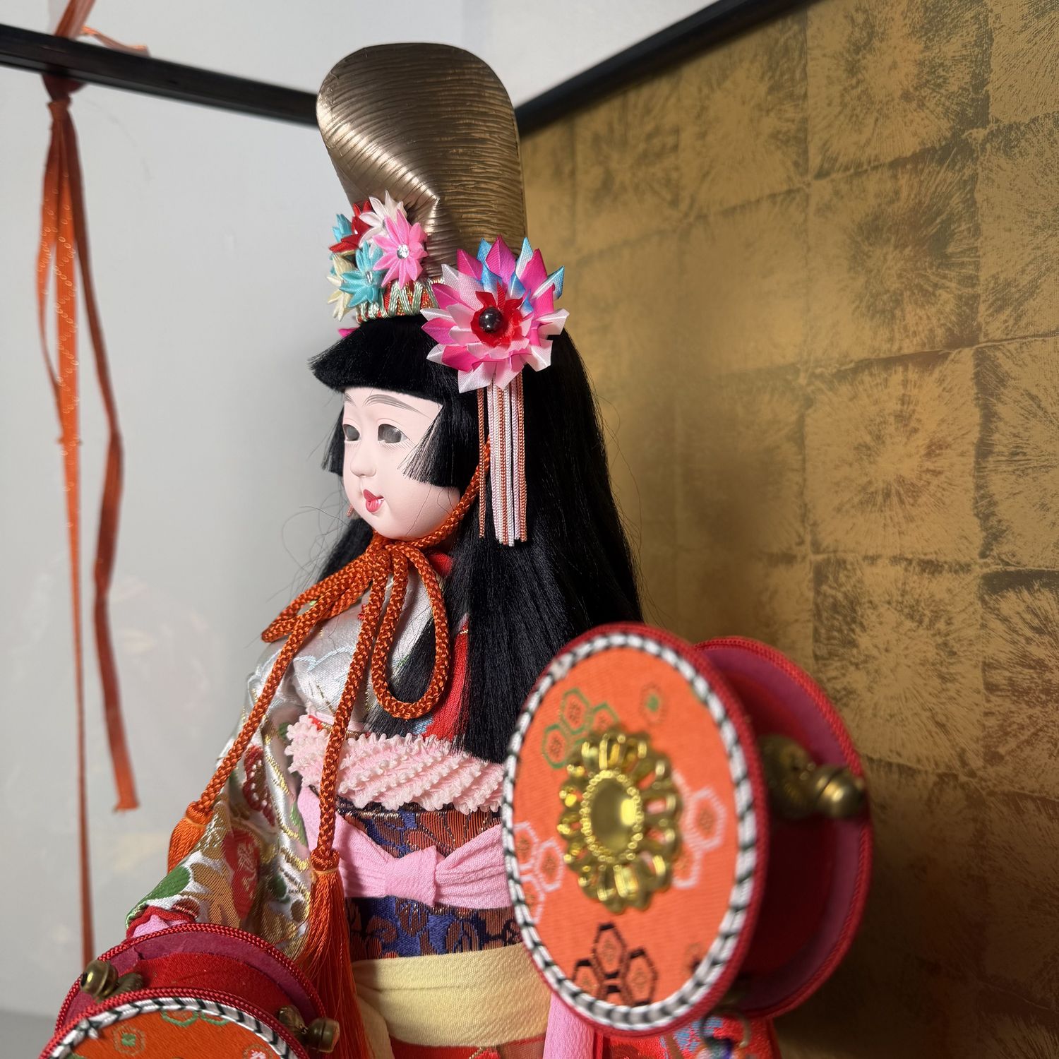 Japanese Hina-ningyō in Glass Display, Dōjōji Theme, 1970s