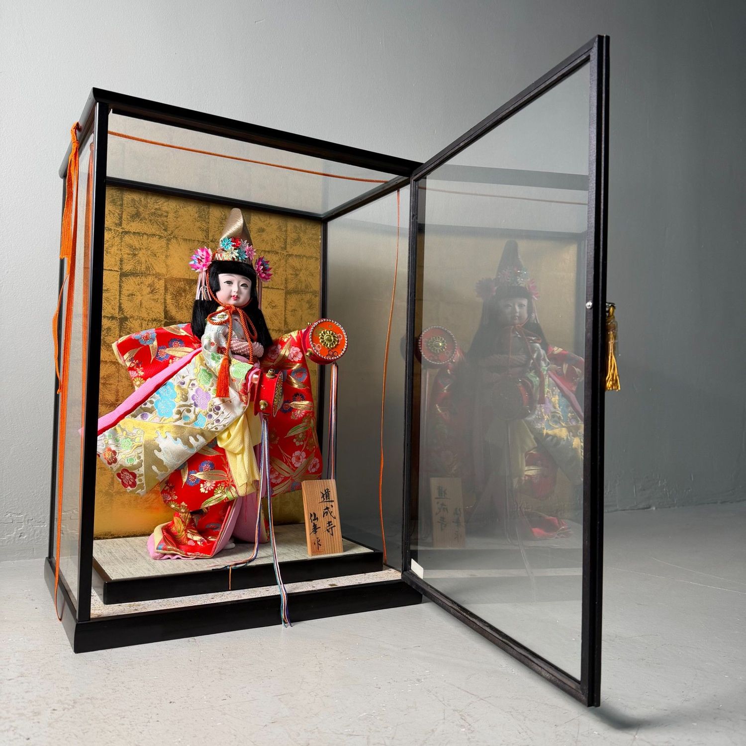 Japanese Hina-ningyō in Glass Display, Dōjōji Theme, 1970s