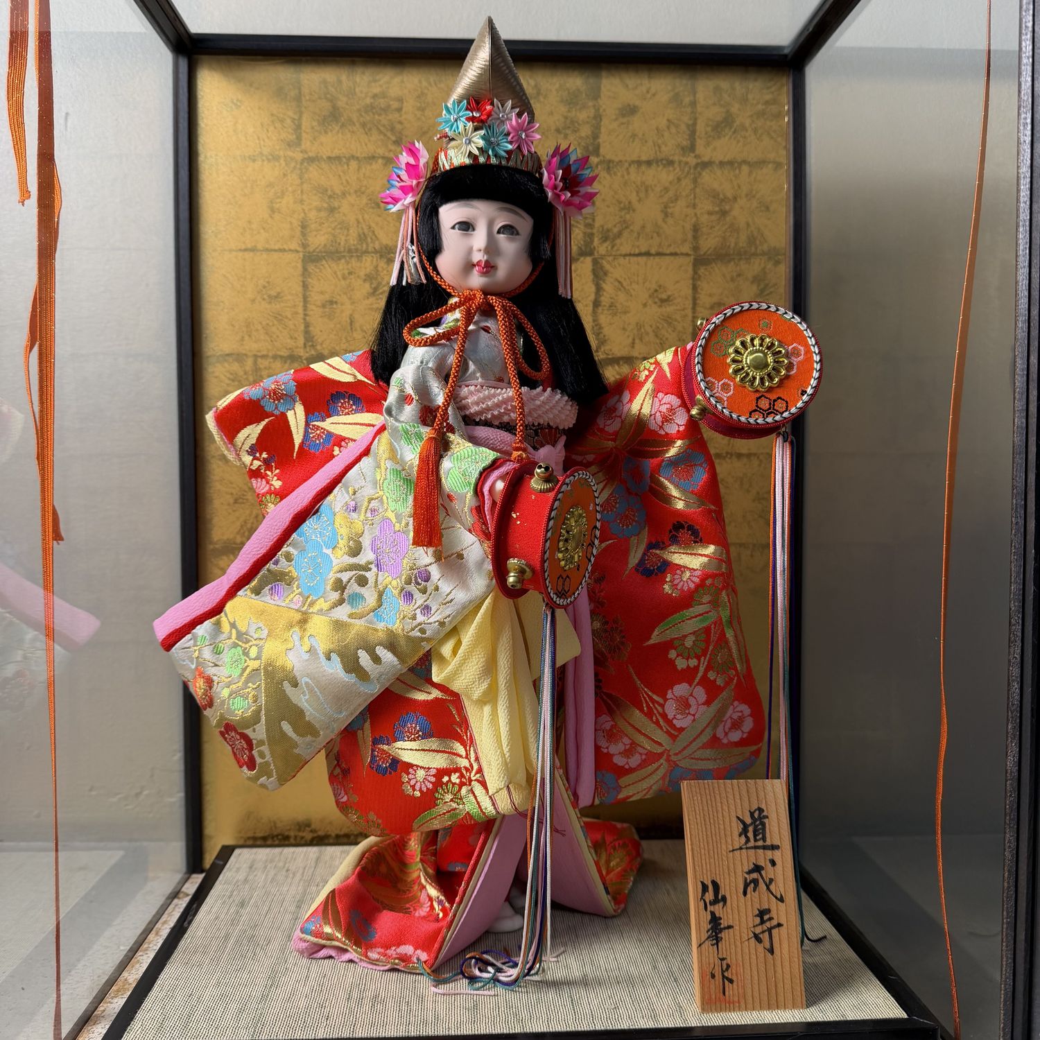 Japanese Hina-ningyō in Glass Display, Dōjōji Theme, 1970s