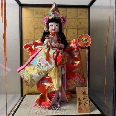 Japanese Hina-ningyō in Glass Display, Dōjōji Theme, 1970s