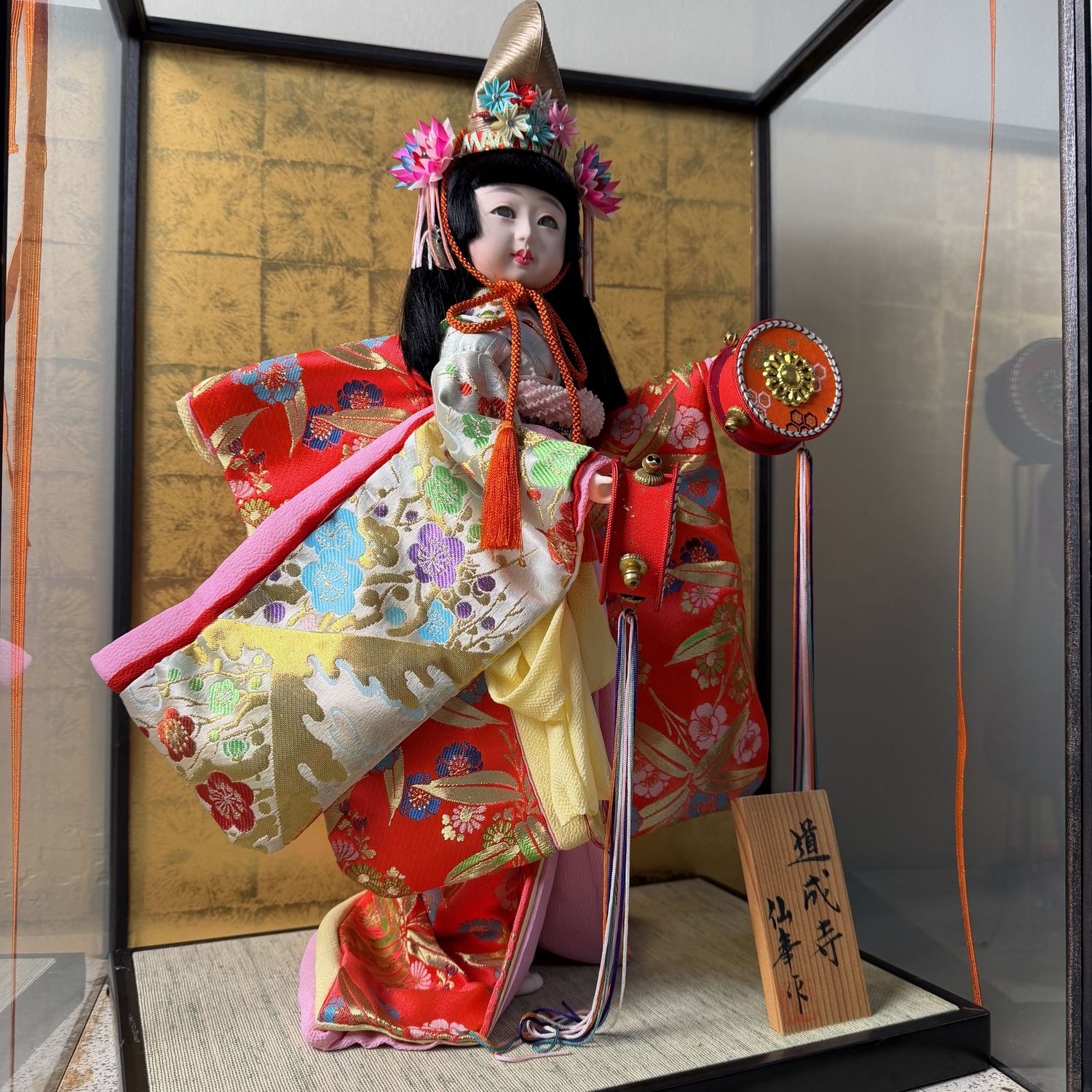 Japanese Hina-ningyō in Glass Display, Dōjōji Theme, 1970s