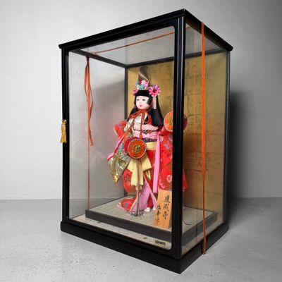 Japanese Hina-ningyō in Glass Display, Dōjōji Theme, 1970s