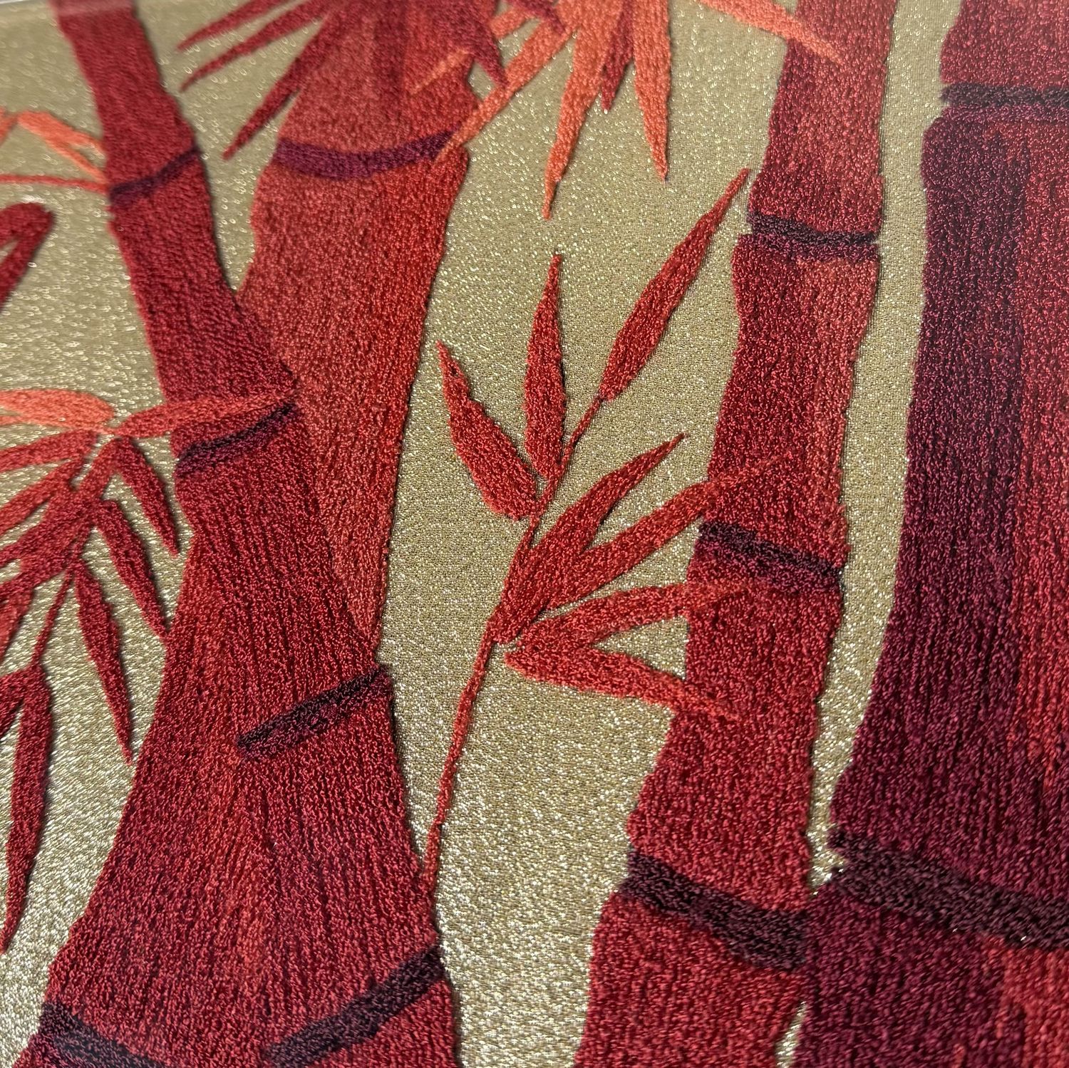 Japanese Vintage Embroidery “Bamboo”, Wall Decoration, 1950s