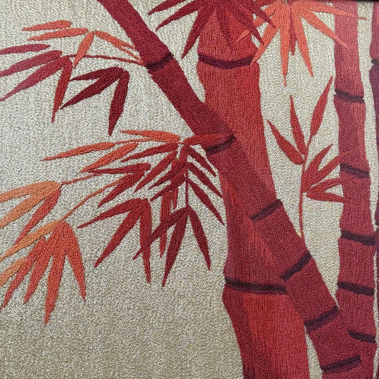 Japanese Vintage Embroidery “Bamboo”, Wall Decoration, 1950s