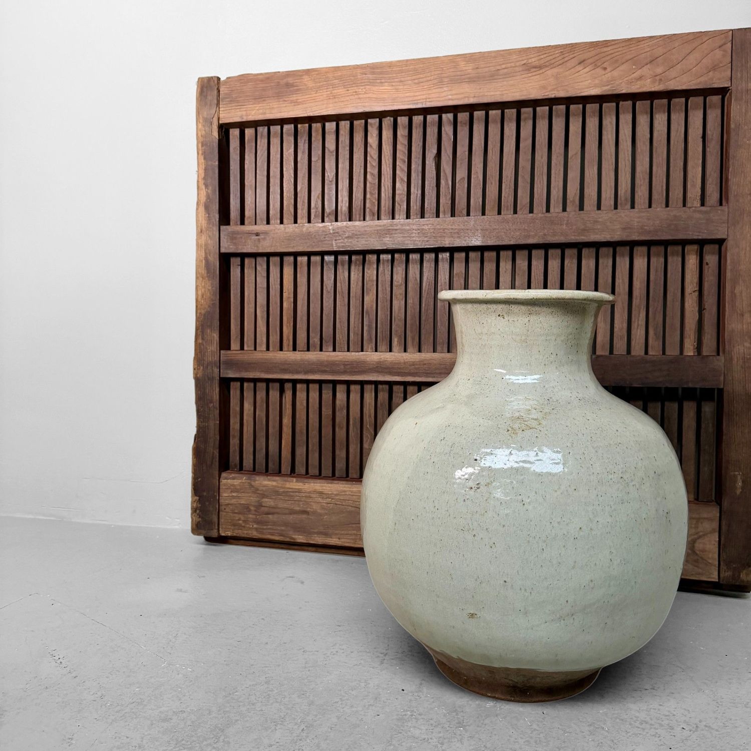 Grote Japanse Voorraadpot, Tsubo, Traditioneel Steengoed, 1950s Grote Japanse Voorraadpot, Tsubo, Traditioneel Steengoed, 1950s