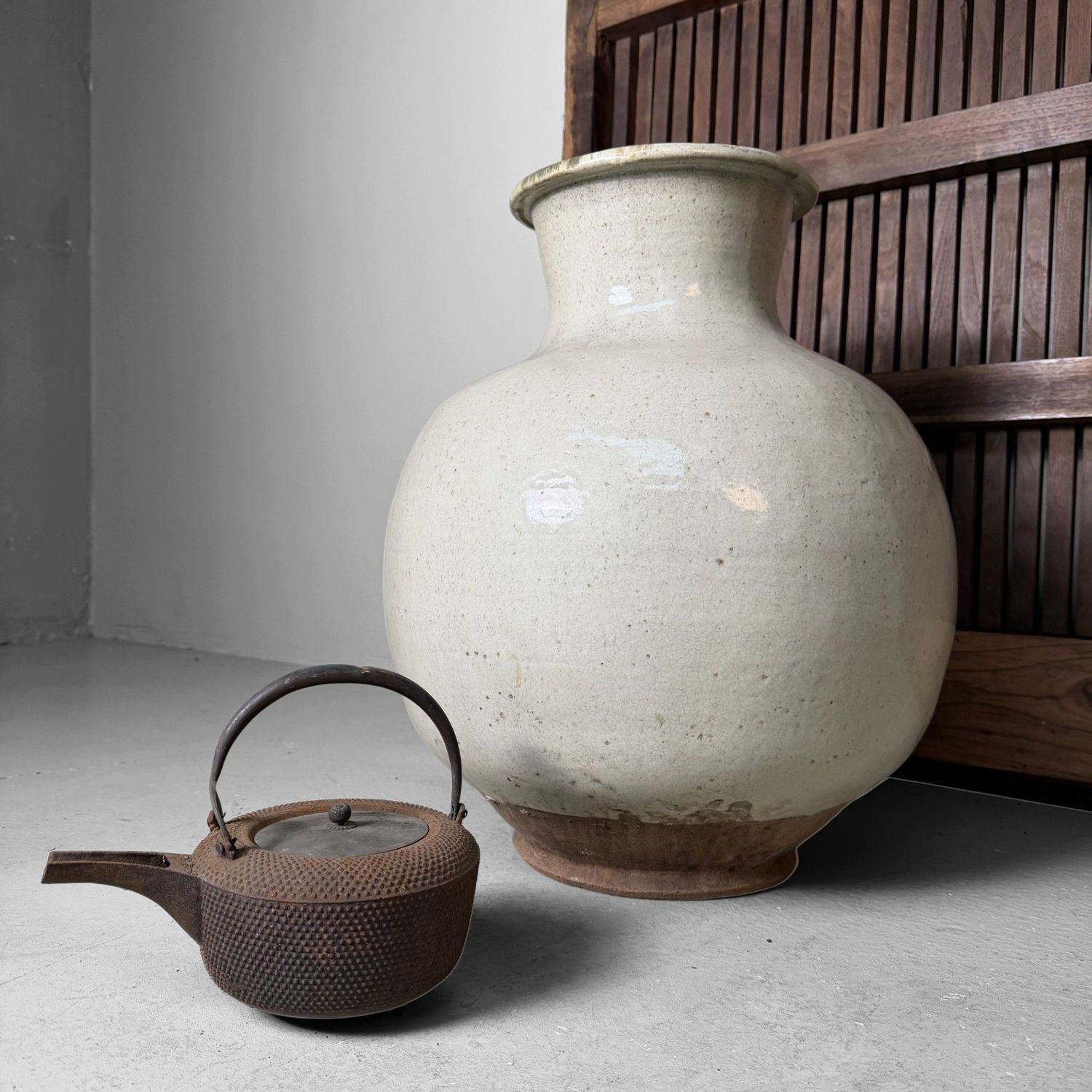 Grote Japanse Voorraadpot, Tsubo, Traditioneel Steengoed, 1950s Grote Japanse Voorraadpot, Tsubo, Traditioneel Steengoed, 1950s