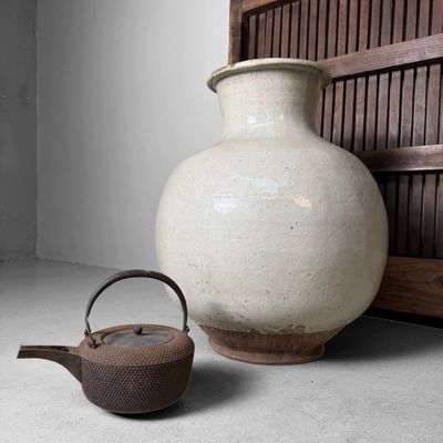 Large Japanese Storage Jar, Tsubo, Traditional Stoneware, 1950s