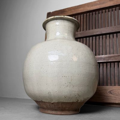 Large Japanese Storage Jar, Tsubo, Traditional Stoneware, 1950s