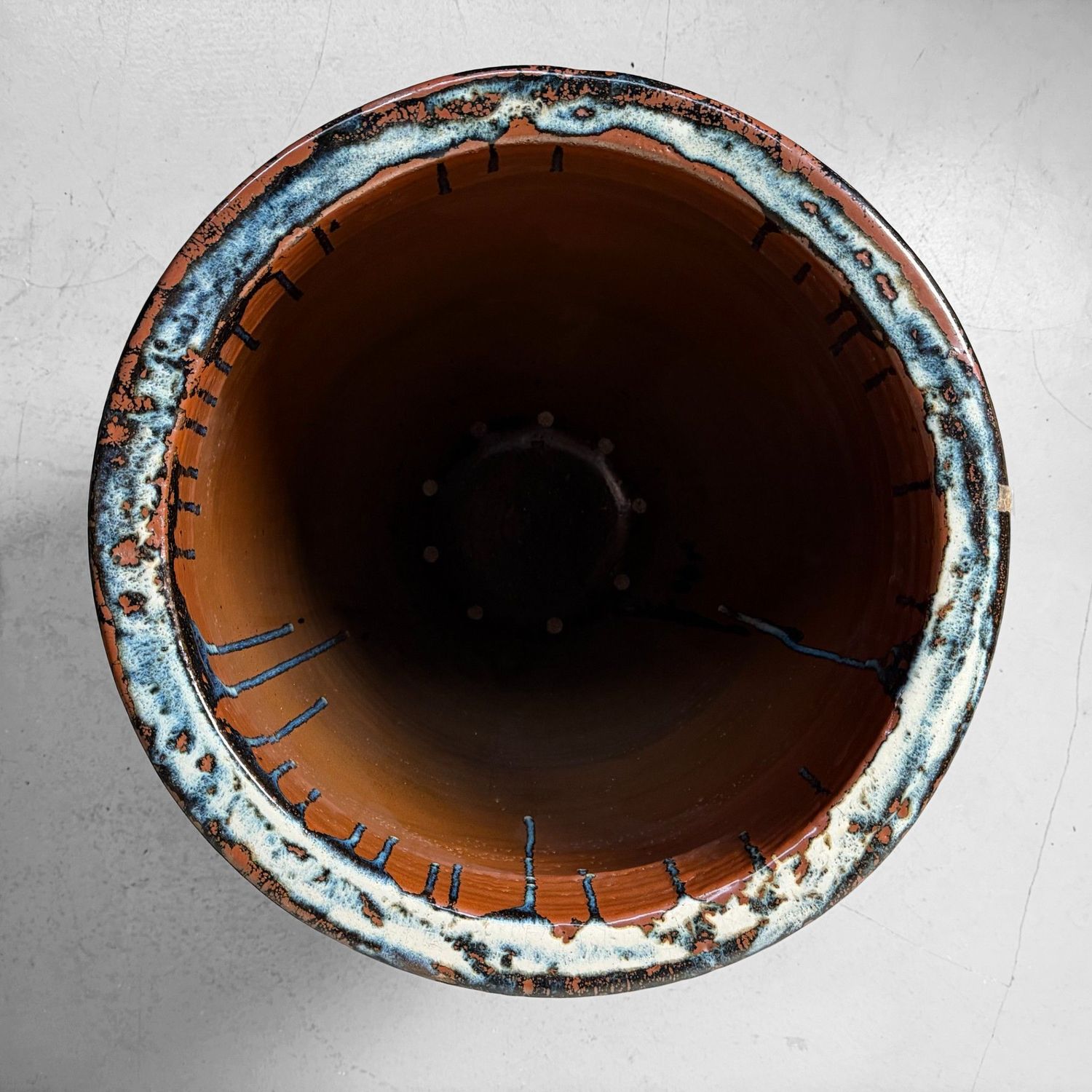 Large Japanese Tsubo Jar, Stoneware & Drip Glaze, 1970s