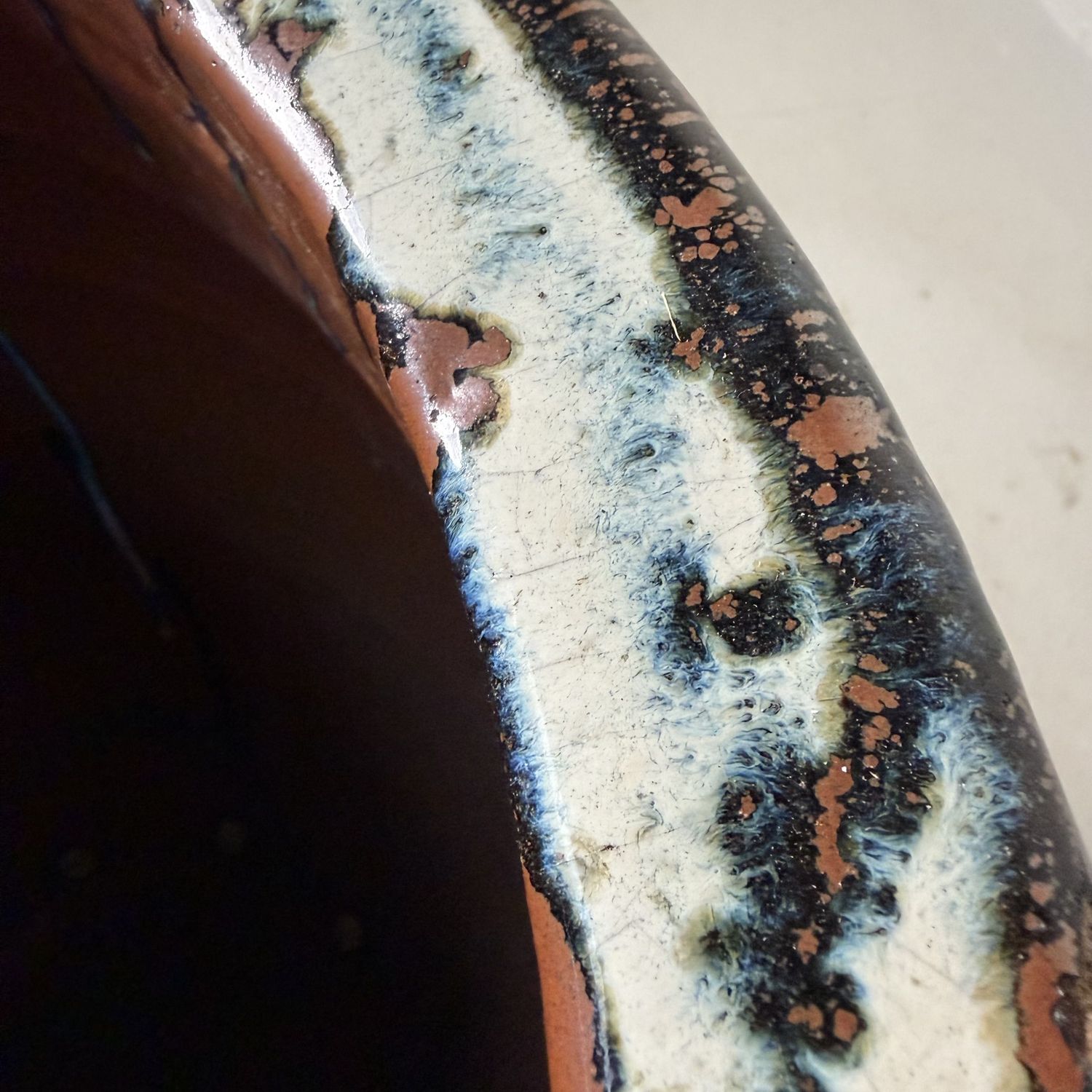 Large Japanese Tsubo Jar, Stoneware & Drip Glaze, 1970s