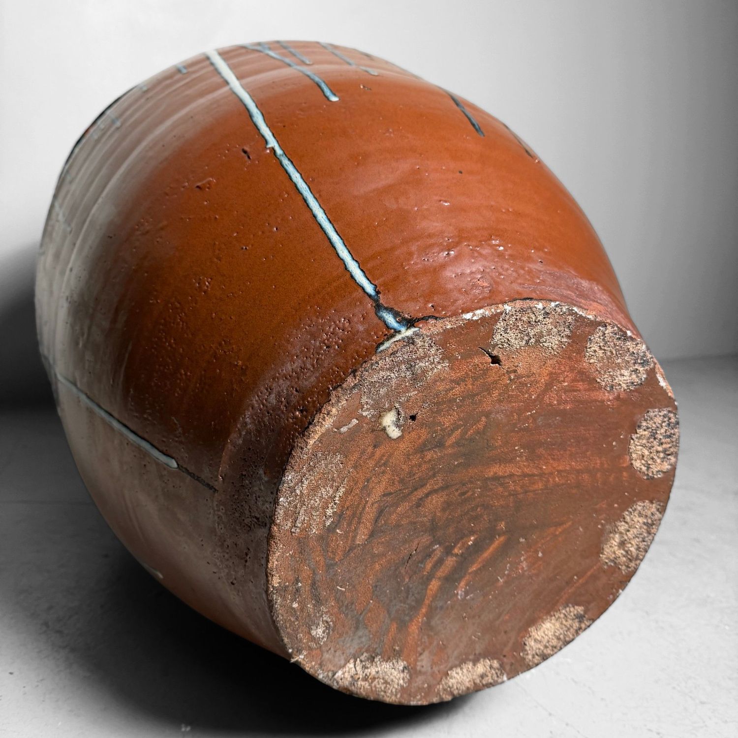 Large Japanese Tsubo Jar, Stoneware & Drip Glaze, 1970s