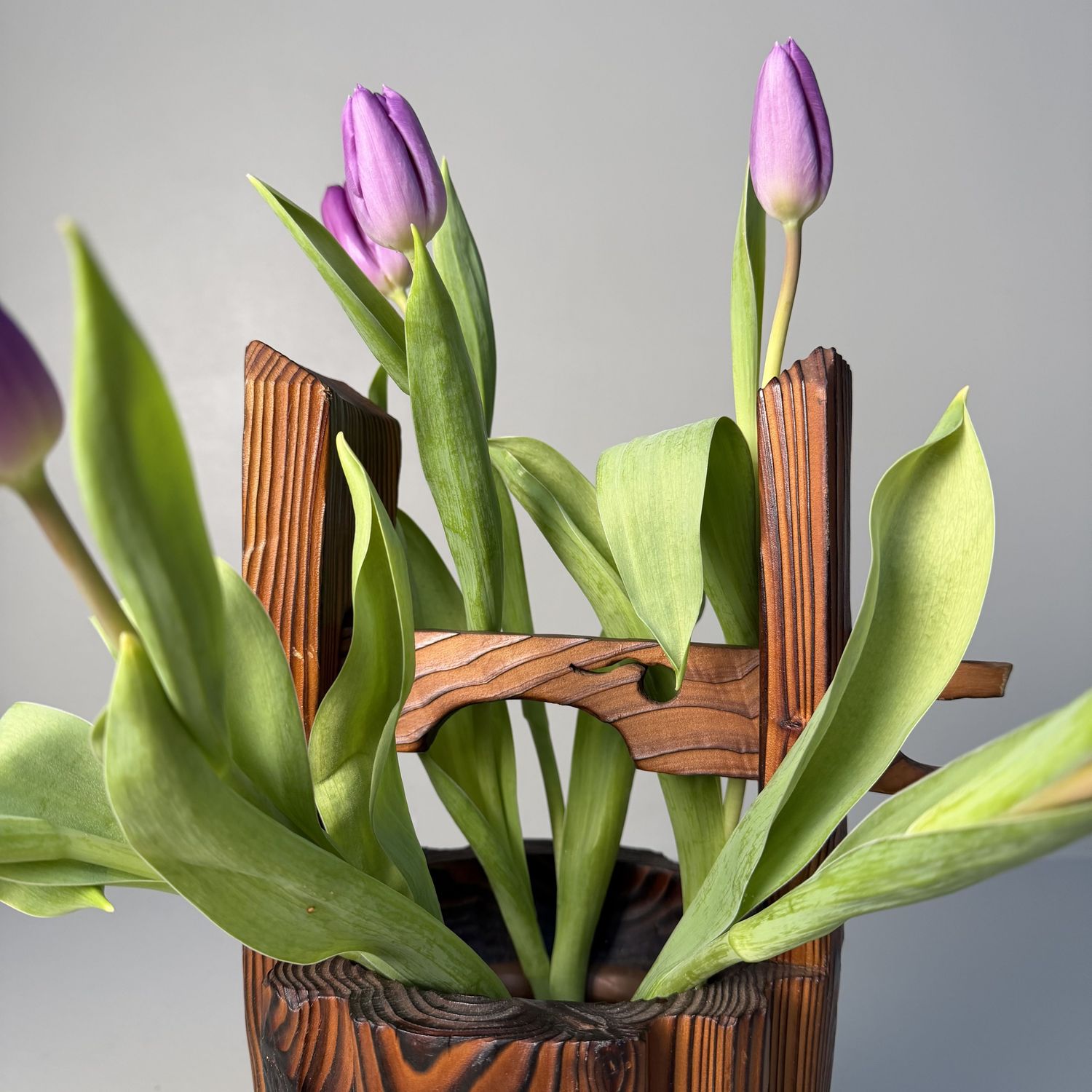 Sugi Houten Japanse Ikebana met Koperen Reservoir, 1960s