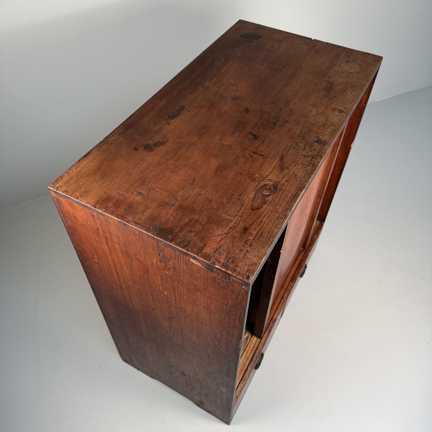 Japanese Tansu Cabinet with Sliding Doors, Storage Furniture, 1910s Japanese Tansu Cabinet with Sliding Doors, Storage Furniture, 1910s
