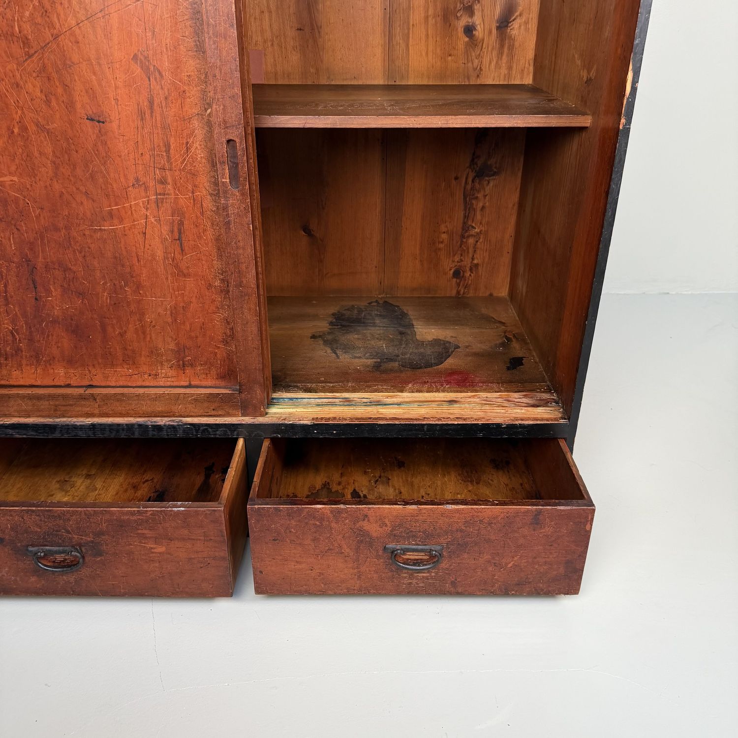 Japanese Tansu Cabinet with Sliding Doors, Storage Furniture, 1910s Japanese Tansu Cabinet with Sliding Doors, Storage Furniture, 1910s