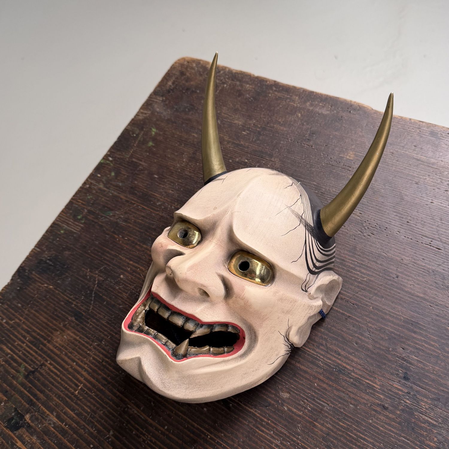 Decorative Hannya Mask, Wood and Polychrome Finish, Japan, 1990s