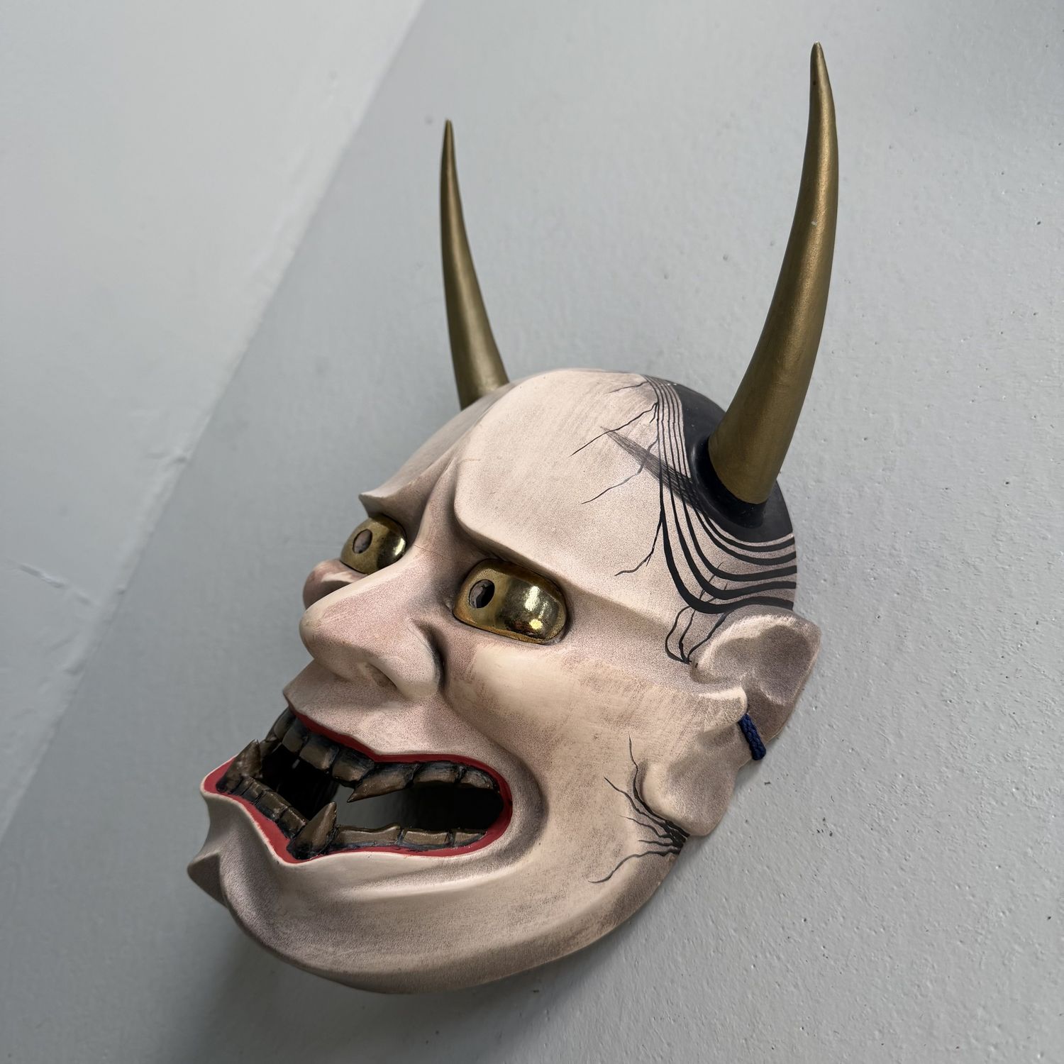Decorative Hannya Mask, Wood and Polychrome Finish, Japan, 1990s