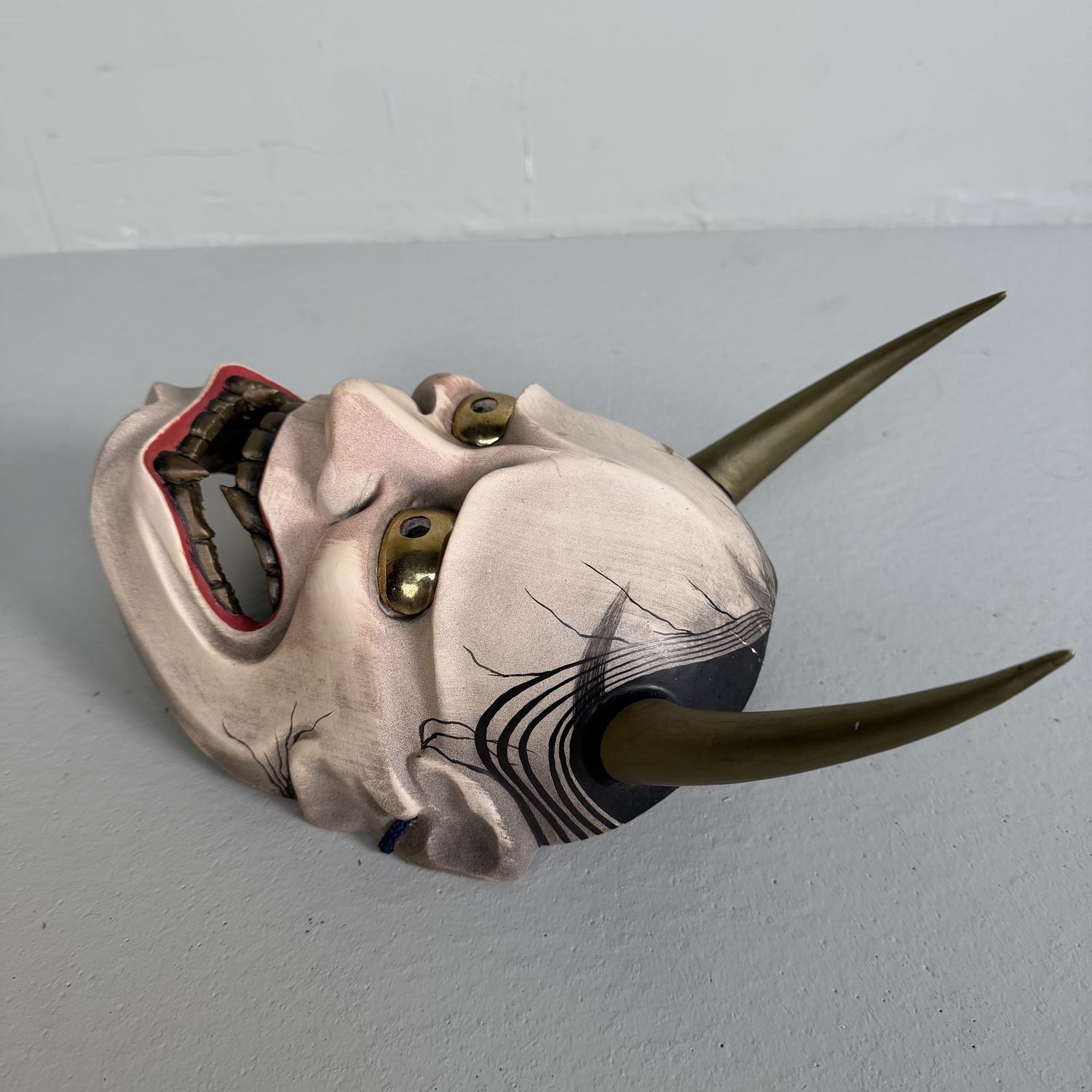 Decorative Hannya Mask, Wood and Polychrome Finish, Japan, 1990s