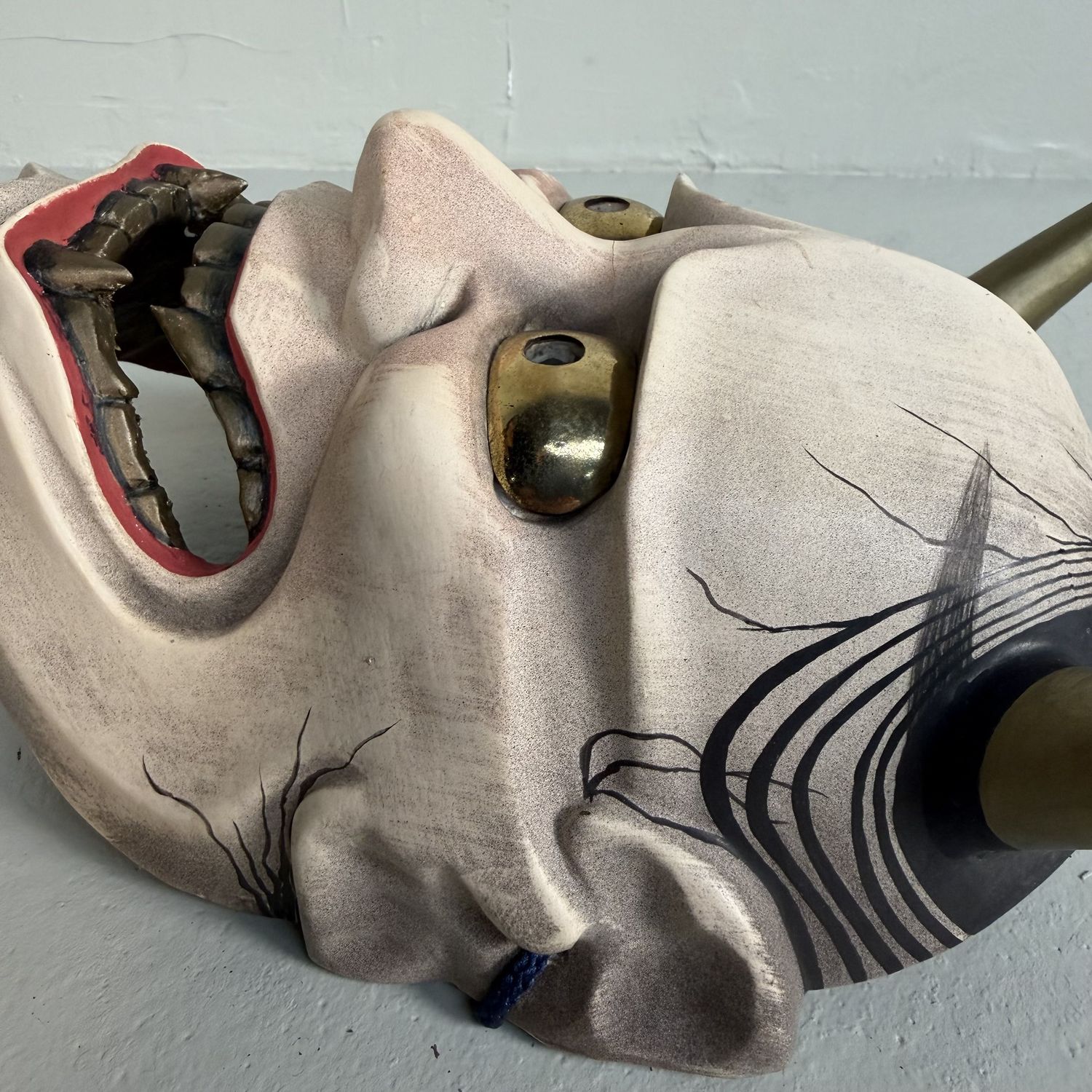 Decorative Hannya Mask, Wood and Polychrome Finish, Japan, 1990s