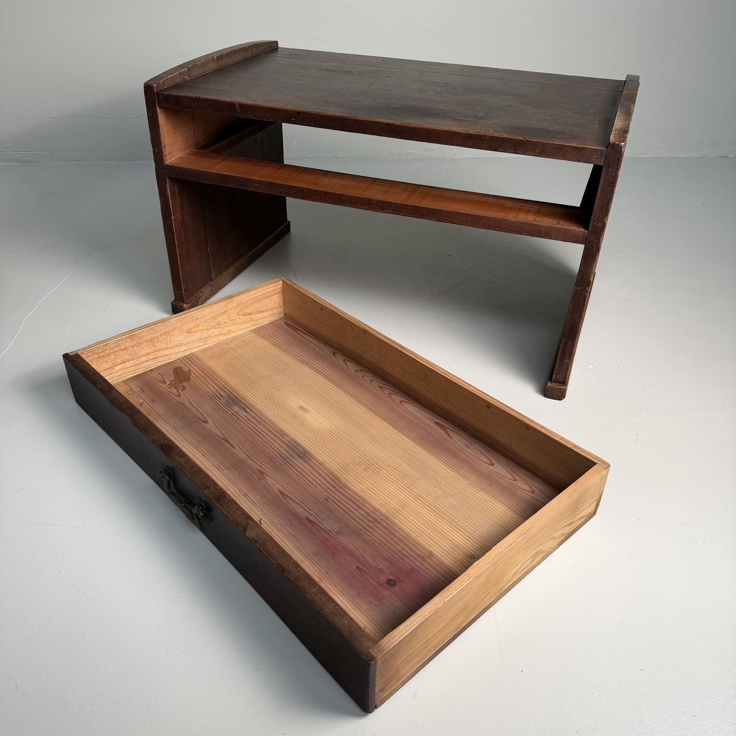 Minimalist Small Japanese Writing Table with Drawer, 1920s