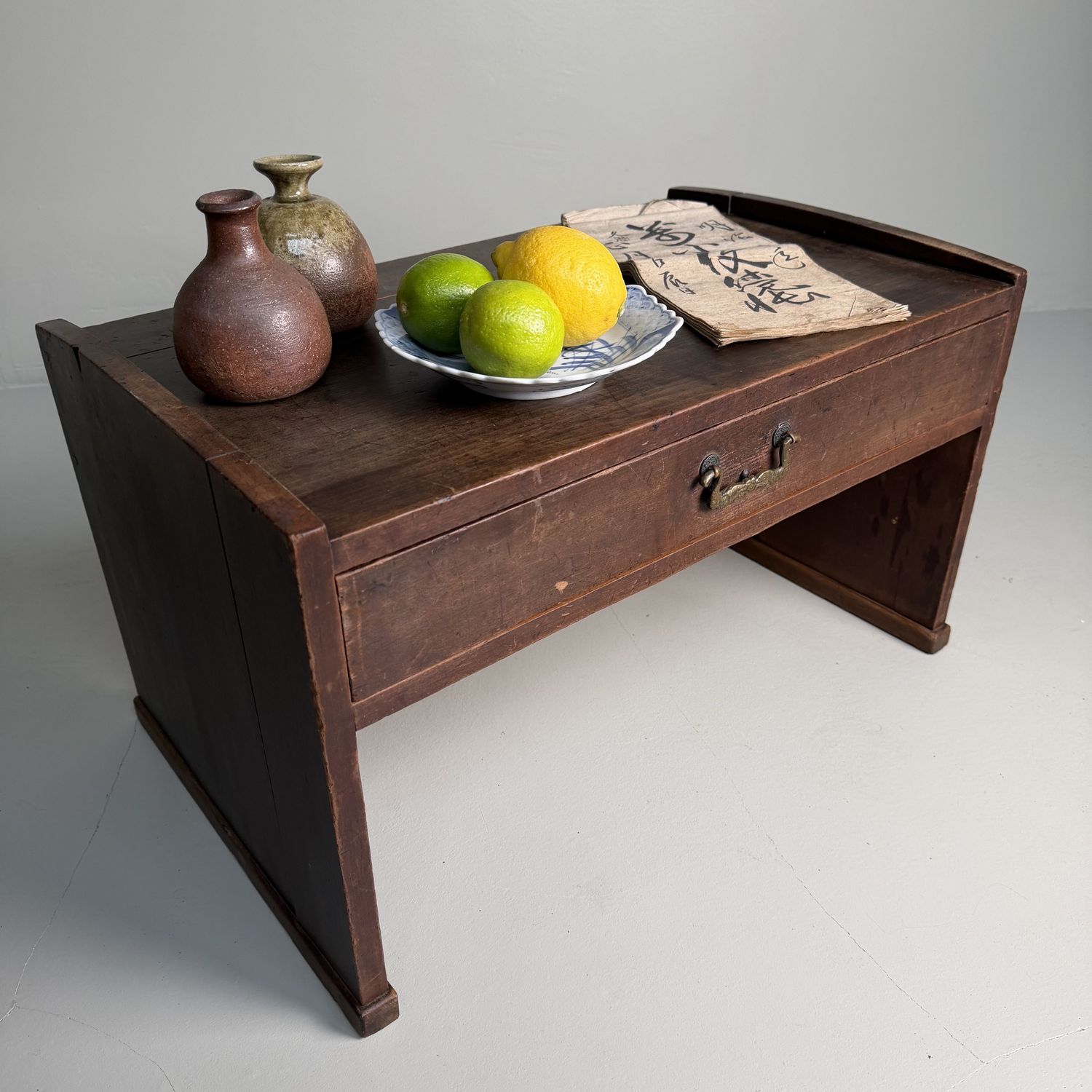 Minimalist Small Japanese Writing Table with Drawer, 1920s