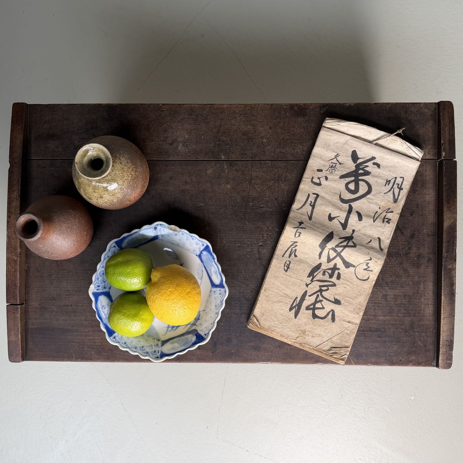 Minimalist Small Japanese Writing Table with Drawer, 1920s
