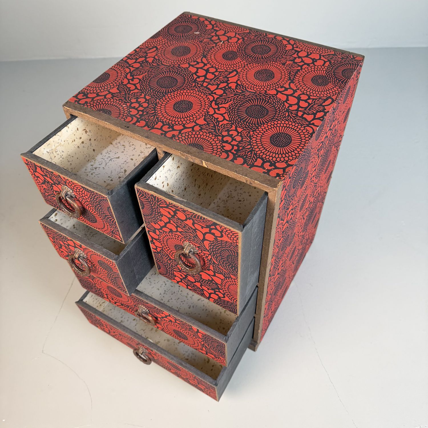 Japanese Chiyogami Drawer Cabinet, Storage Piece, 1940s