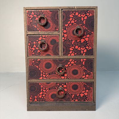 Japanese Chiyogami Drawer Cabinet, Storage Piece, 1940s