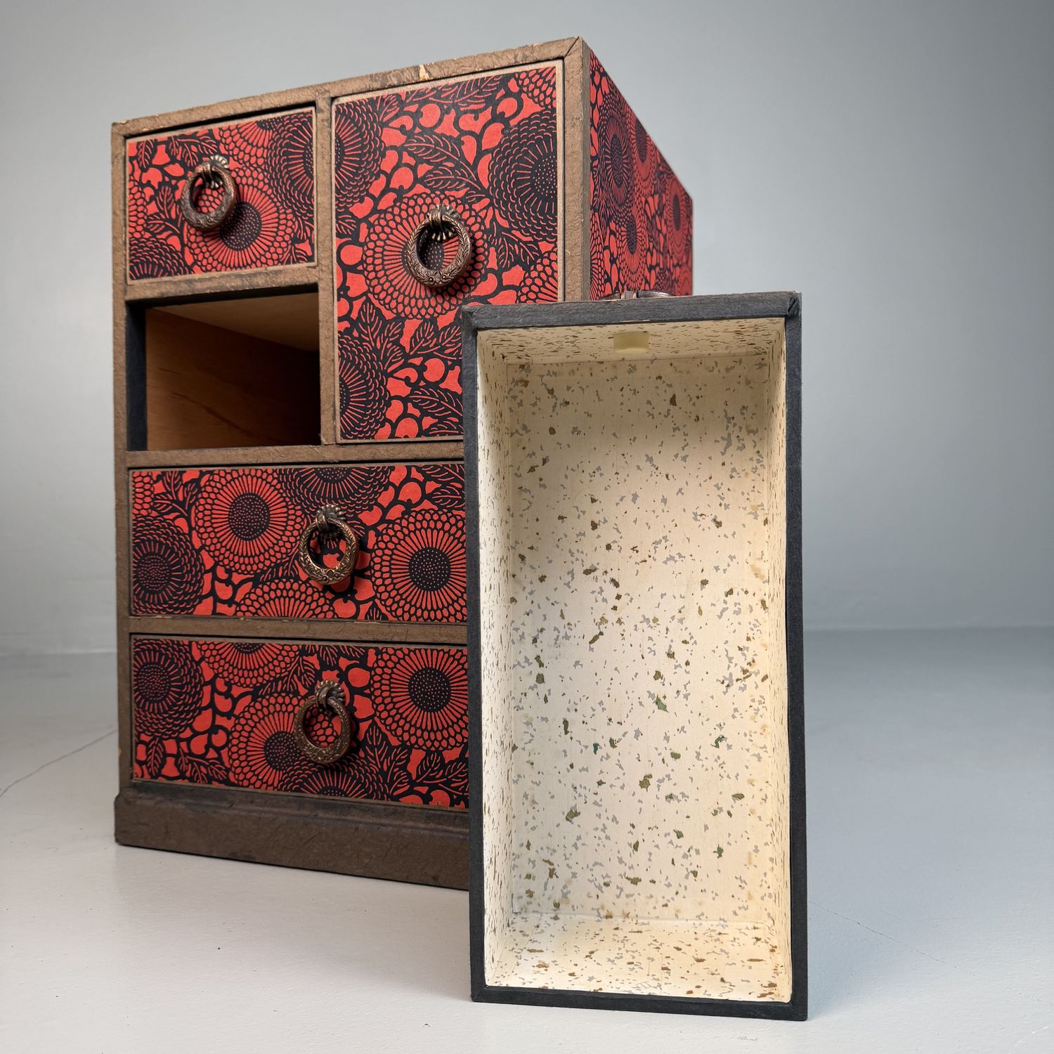 Japanese Chiyogami Drawer Cabinet, Storage Piece, 1940s