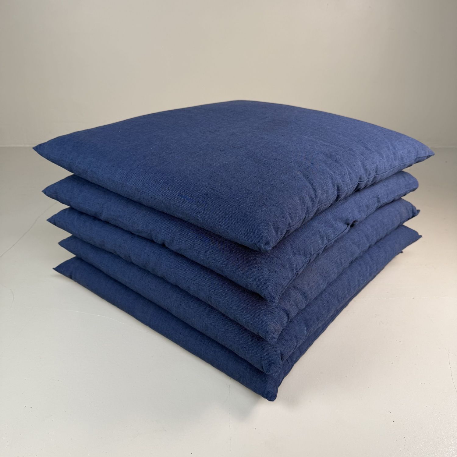 Set of 5 Vintage Zabuton Floor Cushions, Indigo, 1980s