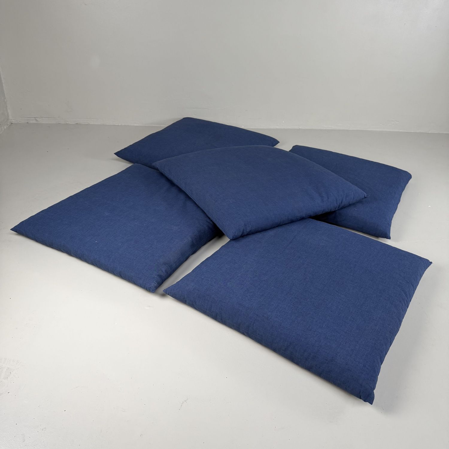 Set of 5 Vintage Zabuton Floor Cushions, Indigo, 1980s
