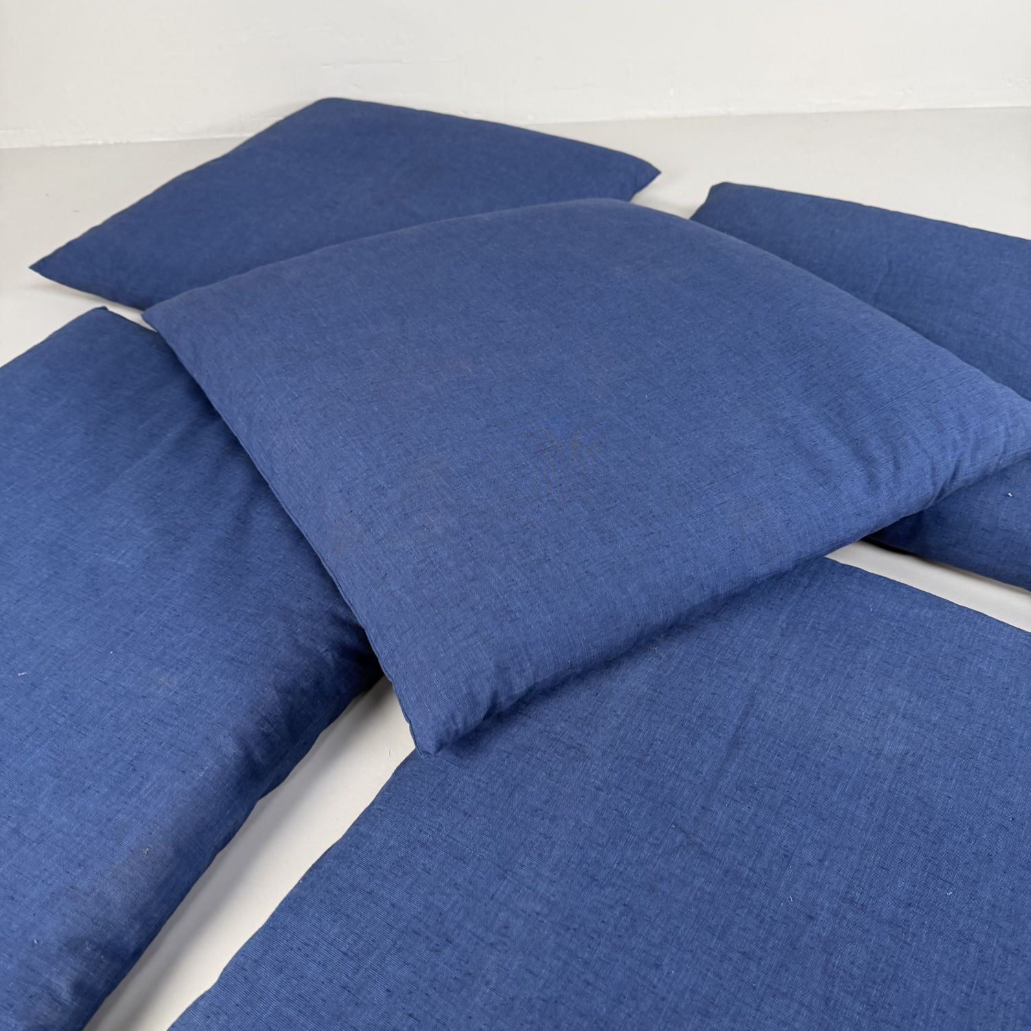 Set of 5 Vintage Zabuton Floor Cushions, Indigo, 1980s